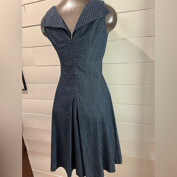 💙 CHRISTIAN CHENAIL Polka Dot Sleeveless Dress – Size 6 - Picture 5 of 14